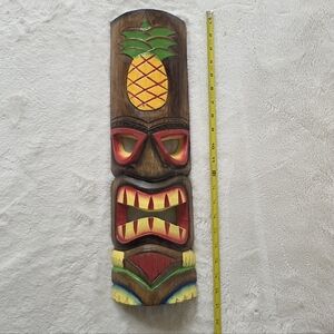 Colorful Hand Carved Wooden Tiki Mask Wall Decor